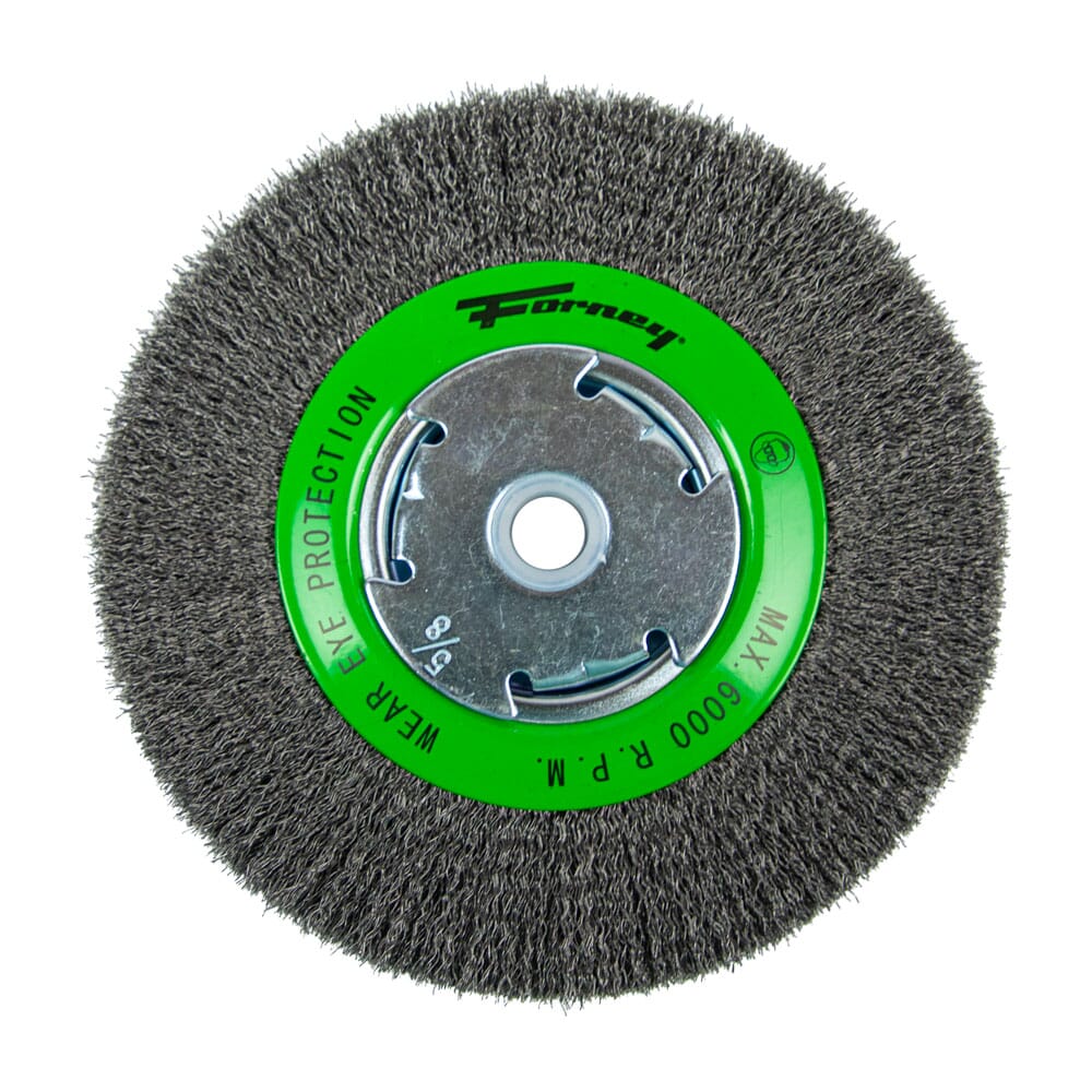 Wire Wheel, Crimped, 6 in x .008 in x 1/2 in - 5/8 in Arbor